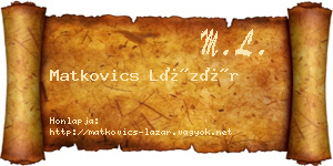 Matkovics Lázár névjegykártya